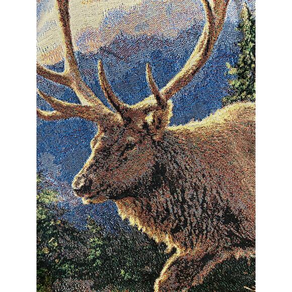 Siskiyou Bluff Elk Cotton Tapestry Throw Blanket Job 12:10 NEW Made in USA - Picture 2 of 11